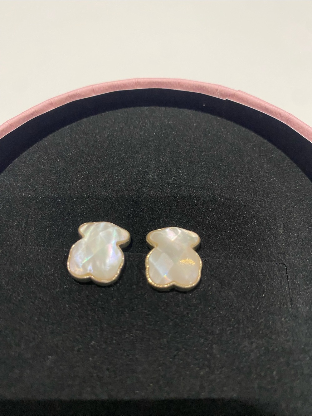 Mother-of-Pearl Bear Stud Earrings - sterling silver